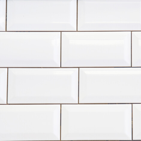Super White Glossy Bevelled: Ceramic Tile 10.0x20.0