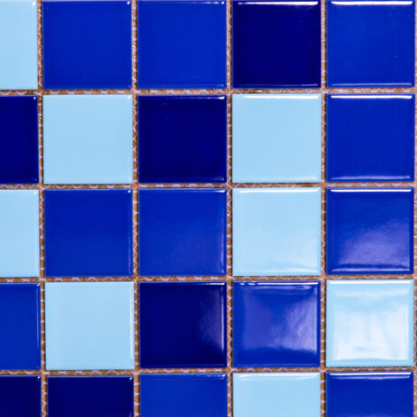 3478+2925+4381: Glassy Mixed Blue Porcelain Mosaic Tile 30.6×30