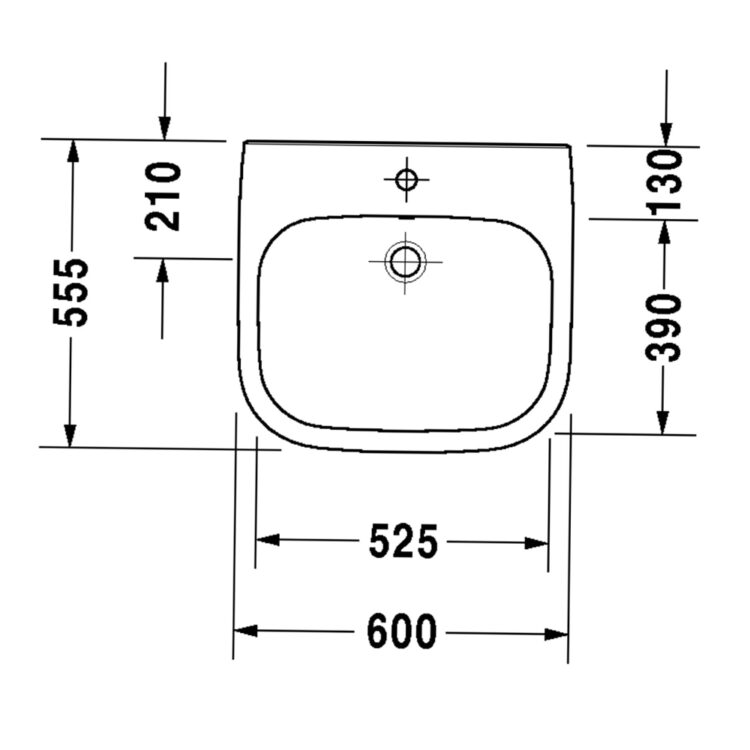 Duravit: D-Code: Washbasin barrier free, 1TH, 60cm, White #23126000002