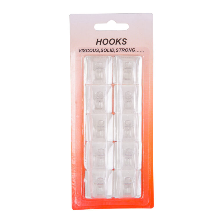 Self Adhesive Hook Set: 10pc, Clear  30mmx30mm #HK-07 1
