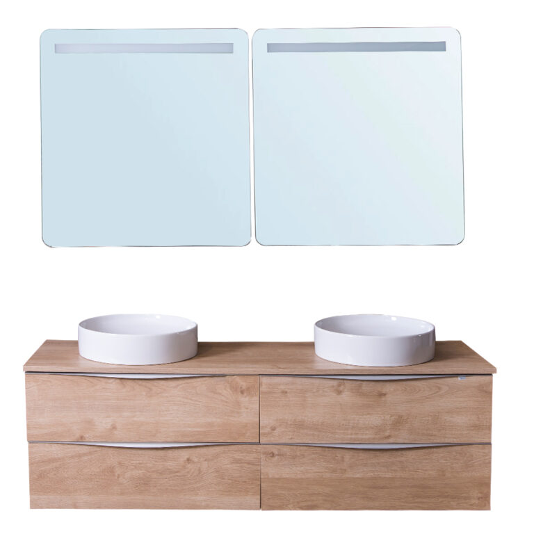 COYCAMA LANDES Bathroom Furn Set: 2 Landes Cabinet, 80cm + 1 Landes Top,160x46cm + 2 Rotterdam Basin, 43cm 1