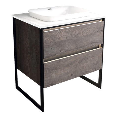 Ojans: Bathroom Furniture Set: Vanity Cabinet, 2-Drawers + Quartz Stone Top + Ceramic Basin (SN047) Ref
