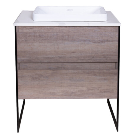 Ojans: Bathroom Furniture Set: Vanity Cabinet, 2-Drawers + Quartz Stone Top + Ceramic Basin (SN047) Ref