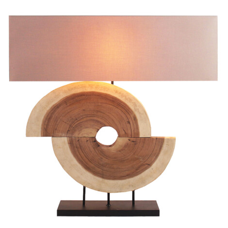 Slab Wood Table Lamp With Rectangular Lamp Shade; 59
