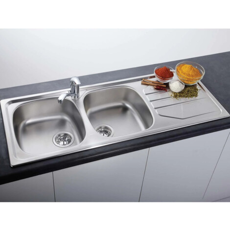 Franke: Nouveau: SS Kitchen Sink: DB/SD 116x46cm #NVN621