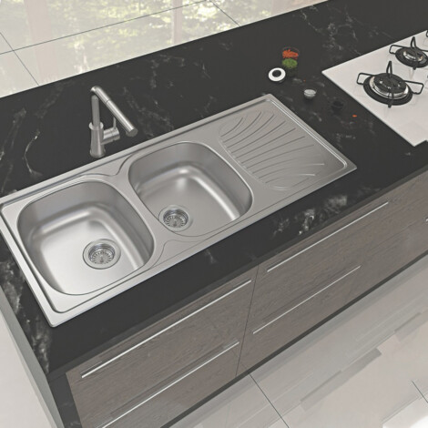 Tramontina: S/Steel Inset Kitchen Sink: DB/SD,116x50cm,+Wst #93880602