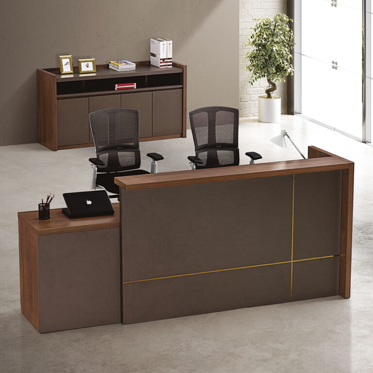 Reception Desk: (180x65x105)cm, KingWalnut/Kano Grey