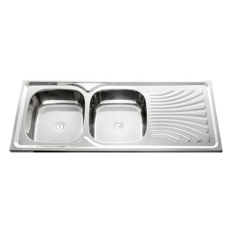 Stainless Steel Kitchen Sink + Waste: DB/SD, (120×50)cm, Satin SS 1