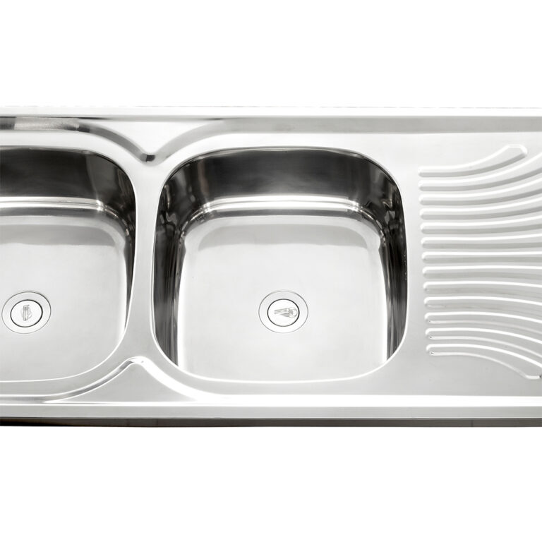Stainless Steel Kitchen Sink + Waste: DB/SD, (120x50)cm, Satin SS