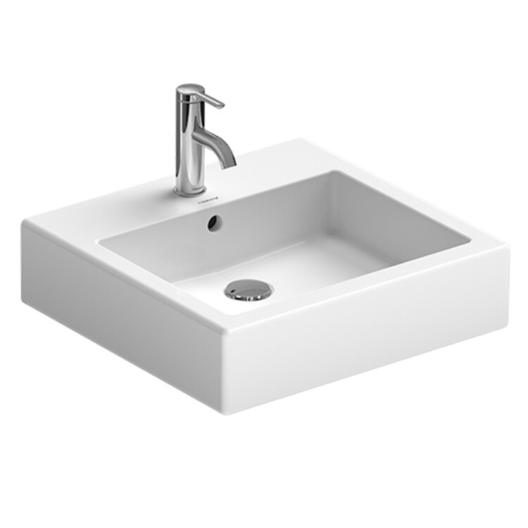 Vero: Washbasin: White, 50cm, Center Tap Hole
