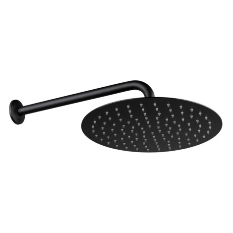 Stainless Steel Round Shower Head With Silicone Nozzle Anti Scaling; 300mm, Matt Black  1