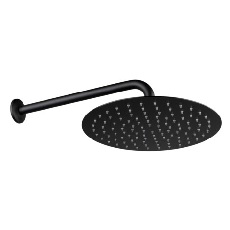 Stainless Steel Round Shower Head With Silicone Nozzle Anti Scaling; 200mm, Matt Black  1