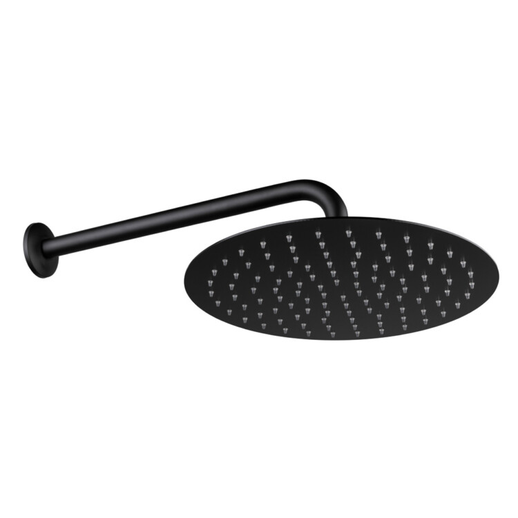 Stainless Steel Round Shower Head With Silicone Nozzle Anti Scaling; 200mm, Matt Black