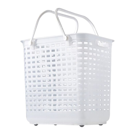 Laundry Basket With Handle And Wheel, White 1