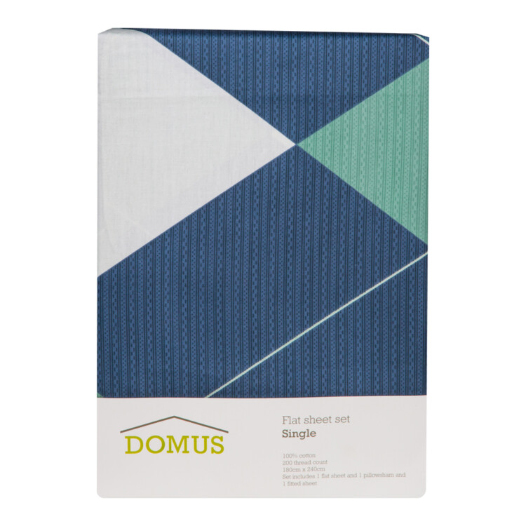 Domus: Single Flat Bed Sheet Set: 3pc: 2 Bed Sheets + 1 Pillow Sham