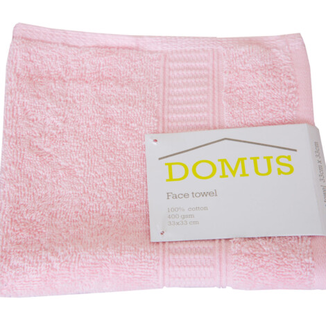 Domus: Face Towel: 400 GSM, (33×33)cm Light Pink 1
