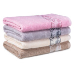 Bath Towel, Forest Design: (70x140)cm, Beige