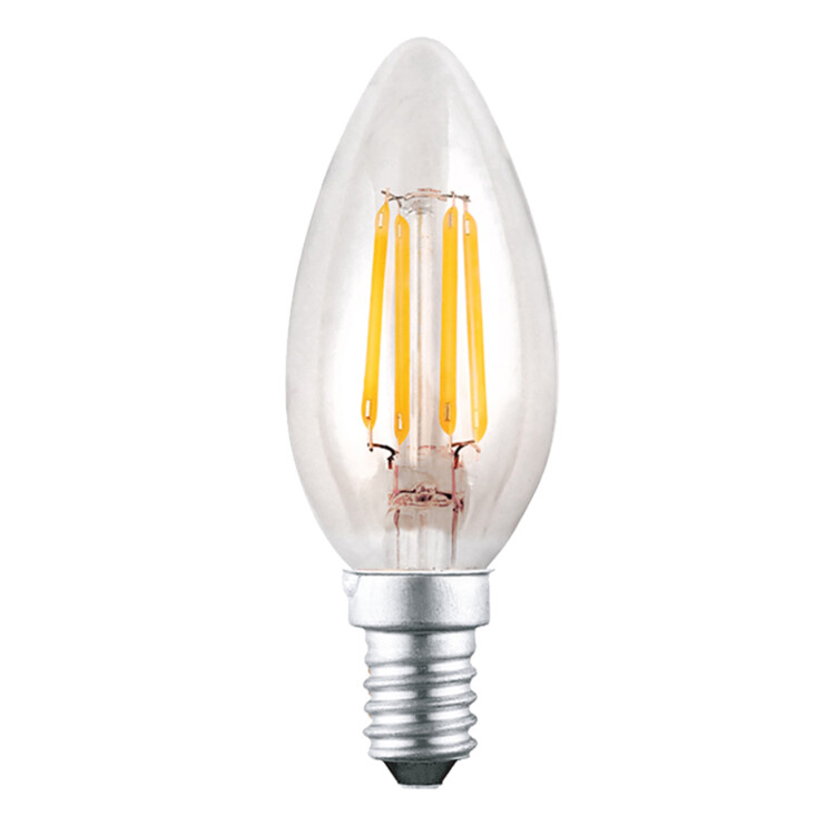 Domus /FSL: Filament Candle LED Bulb, C35 E27 240V, 4W 470LM, 300°, 2700K Clear