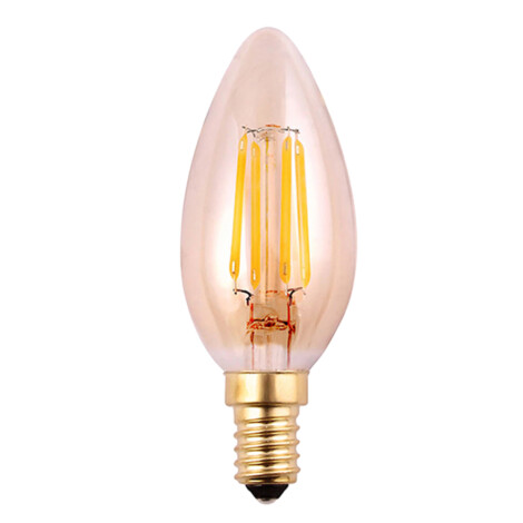 Domus /FSL: Filament Candle LED Bulb, C35 E27 240V, 4W 360LM, 300°,  2200K Amber 1