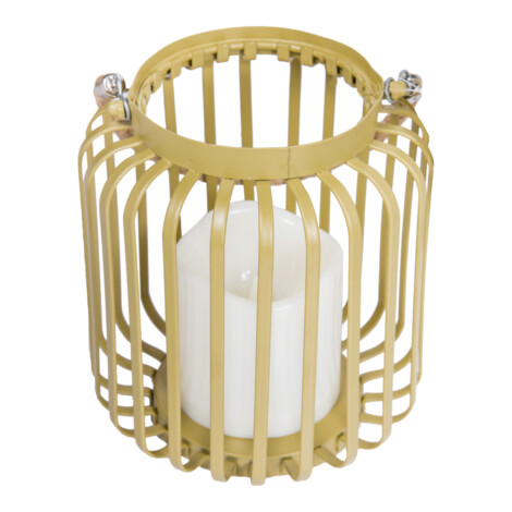 Cylindrical Caged Metal LED Lantern; (19.5×19