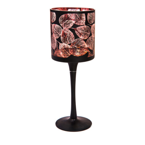 Black Stem Glass Candle Holder; (9×25)cm 1