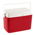Ice Cooler With Lid And Handle ; 10Lts, White/Red
