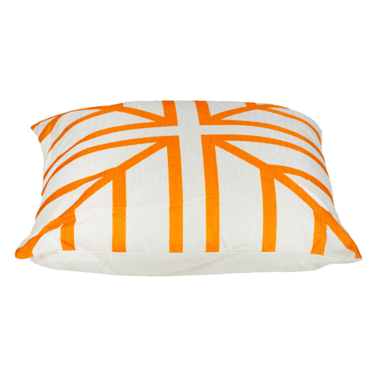 Outdoor White with Orange Striped Cushion: (45x45)cm