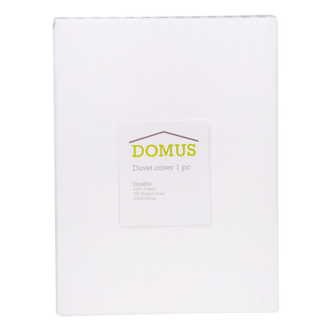 Domus: Duvet Cover: Double, 250 100% Cotton Stripe: (200×200)cm, White 1