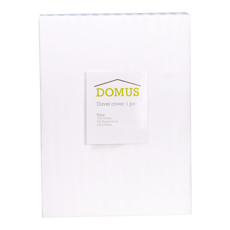 Domus: Duvet Cover: King, 250 100% Cotton Stripe: (260x240)cm, White