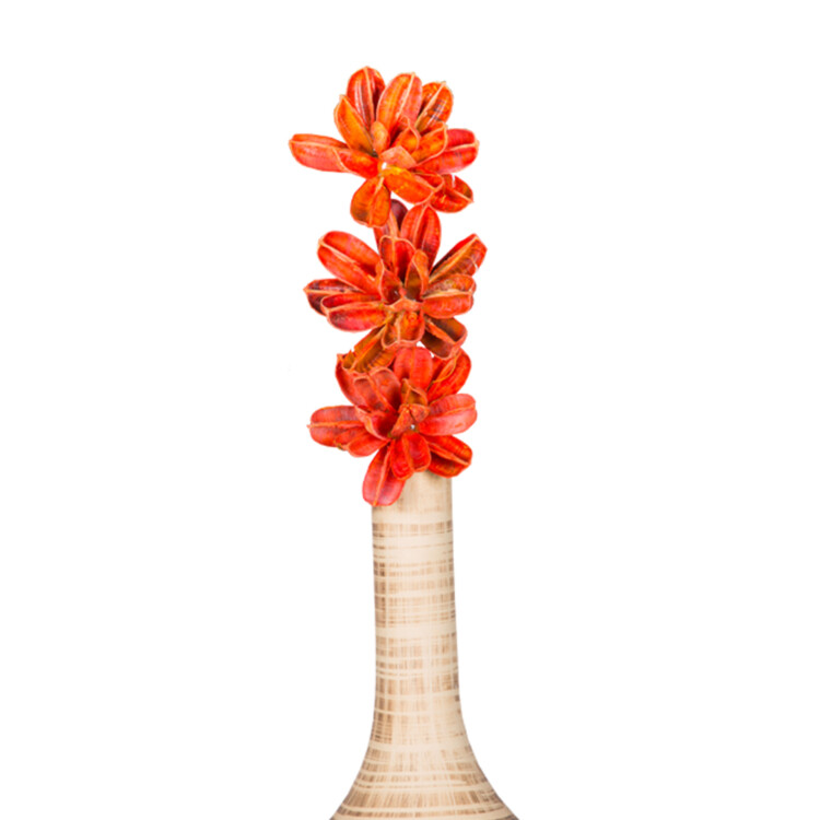 Decoration: Hand Made Lotus Flower, 3pcs, Orange