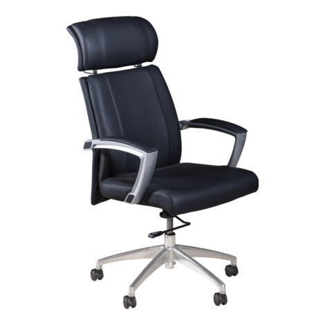 High Back Office Chair: PU/Chrome, White