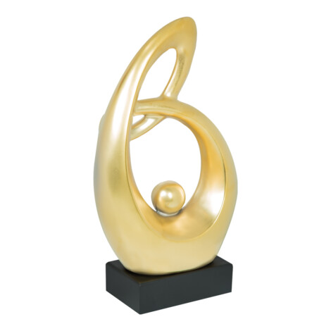Domus: Abstract Sculpture With Base, Gold/Black; 19.5inch