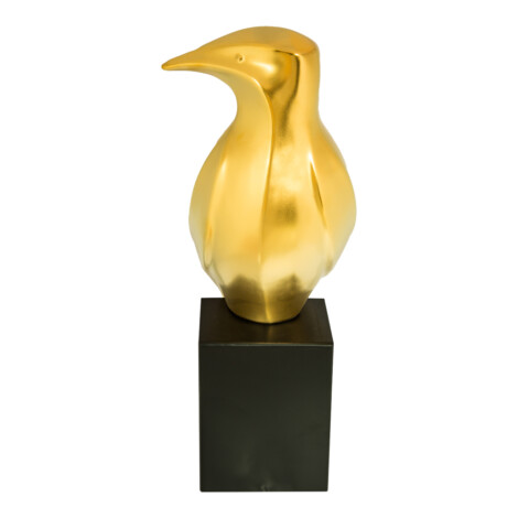 Domus: Abstract Bird Sculpture With Base, Gold/Black; 14inch 1