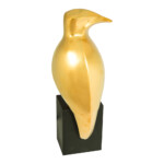 Domus: Abstract Bird Sculpture With Base, Gold/Black; 14inch