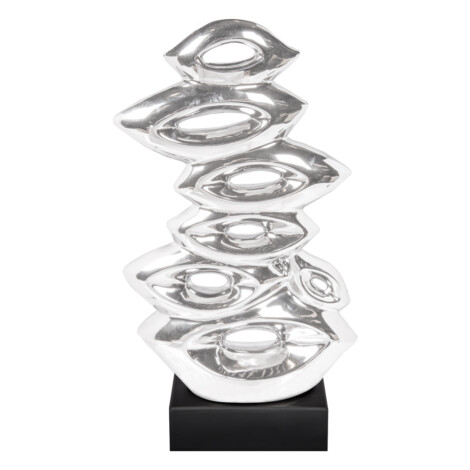 Domus: Abstract Sculpture With Base, Silver/Black; 16inch  1