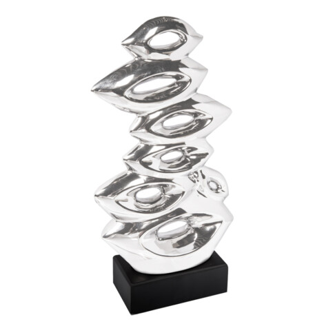 Domus: Abstract Sculpture With Base, Silver/Black; 16inch