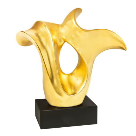 Domus: Abstract Sculpture With Base, Gold/Black; 19inch 2