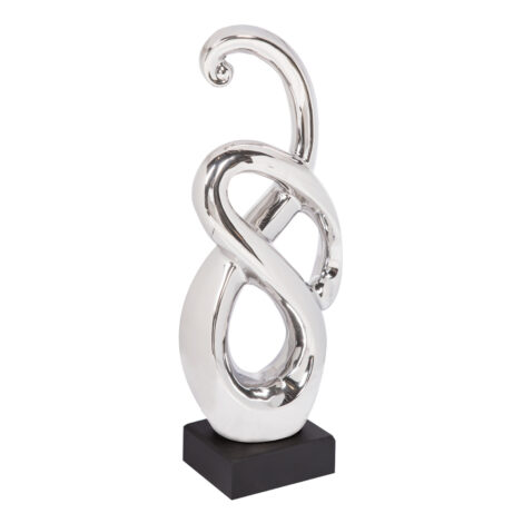 Domus: Abstract Sculpture With Base, Silver/Black; 16inch