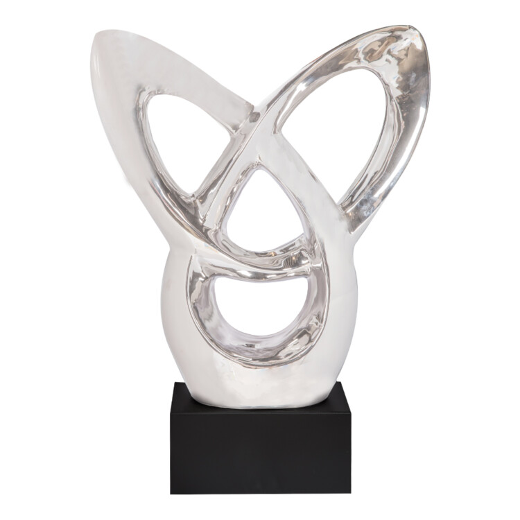 Domus: Abstract Sculpture With Base, Silver/Black; 26inch