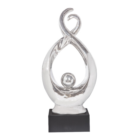 Domus: Abstract Sculpture With Base, Silver/Black; 34inch 1