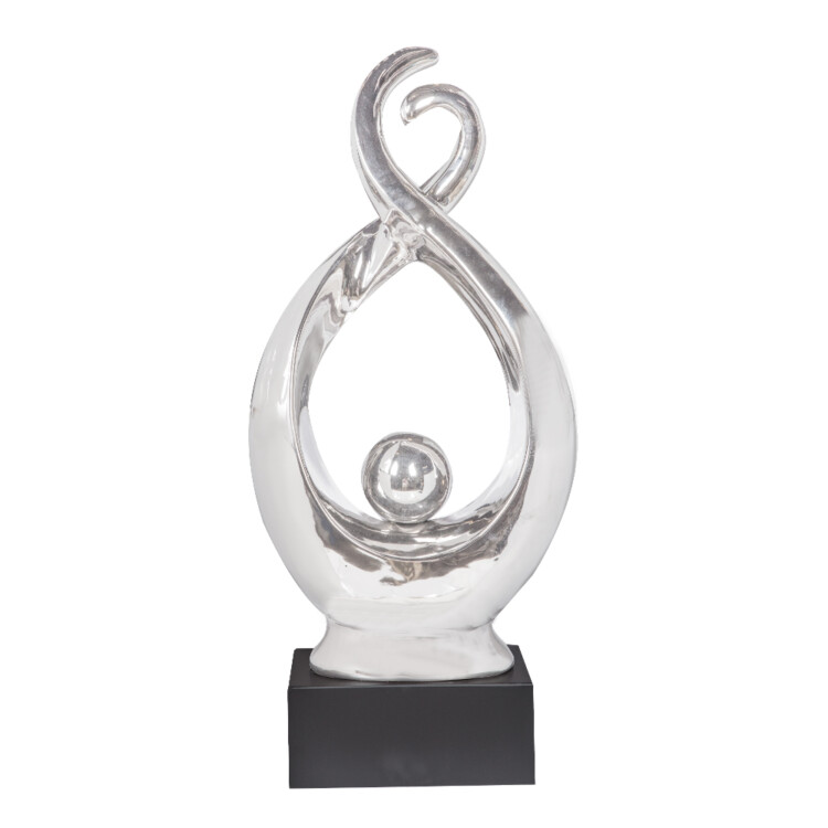 Domus: Abstract Sculpture With Base, Silver/Black; 34inch