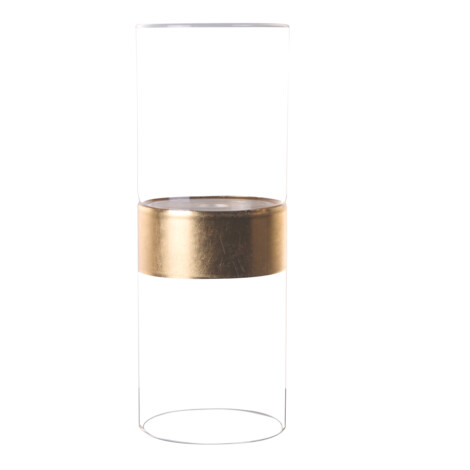 Domus: Clear Cylindrical with a Gold Bound Centre Glass Vase: 26