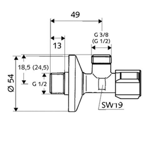 Angle Valve with Screw Connection: Comfort Filter,  1/2x3/8",Chrome Plated