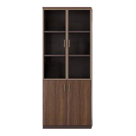 Office Book Case, 2 Doors: (80x40x200)cm, Brown Oak/Brown 1