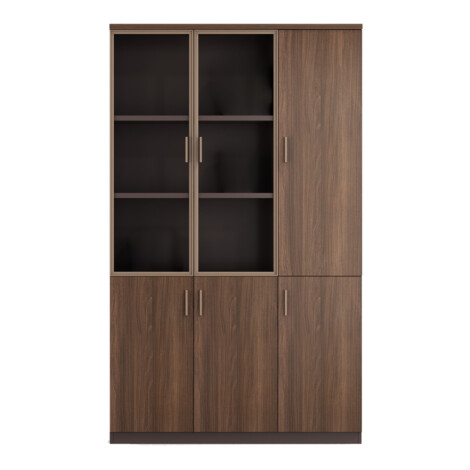 Office Book Case, 3 Doors: (120x40x200)cm, Brown Oak/Brown 1