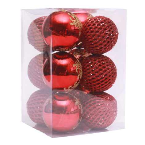 X’Mas Decoration Balls, 12pc Pack, Red 1