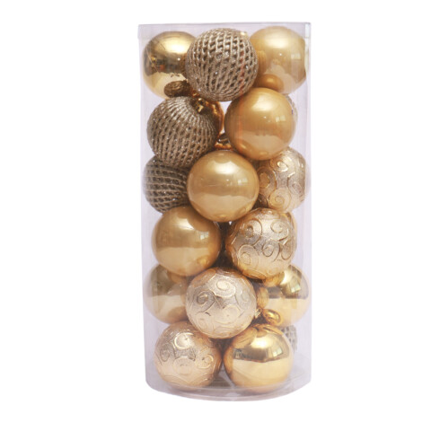 X’Mas Decoration Balls, 24pc Pack, Gold 1