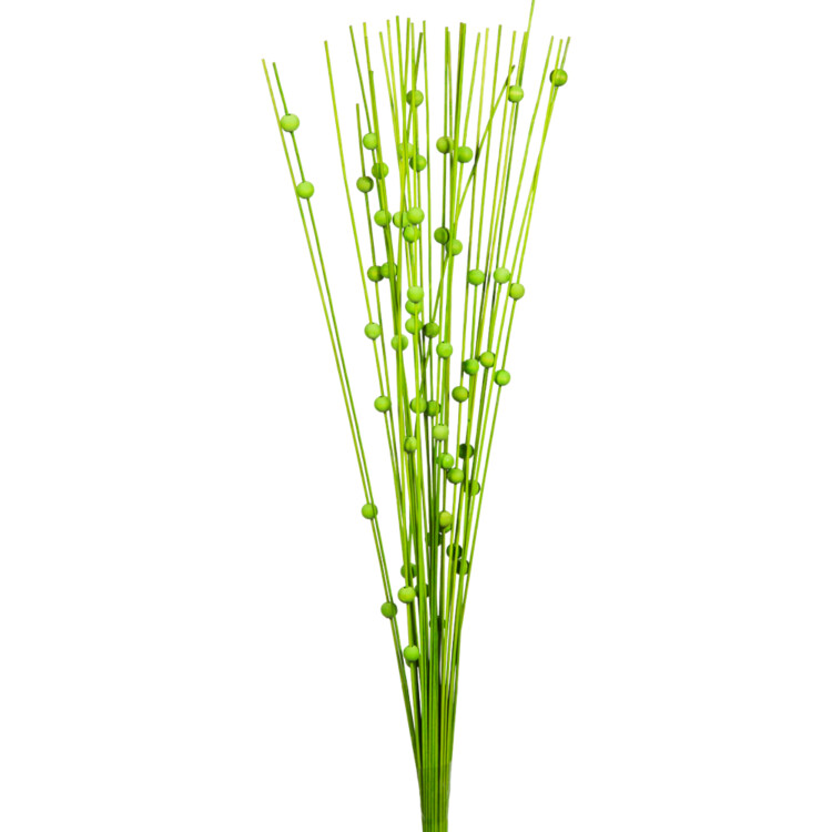 Winston: Decoration; Bamboo Stick With Wooden Pearl, 30 Stems, Green