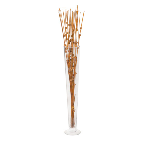 Winston: Decoration; Bamboo Stick With Wooden Pearl, 30 Stems Bunch, Light Brown