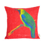 Red with Bird Decoration Outdoor Pillow; (45 x 45)cm,